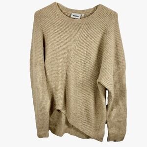 Weekday Fairy Sweater Sz XS Oversized Beige Ribbed Asymmetrical Beachy Slouchy